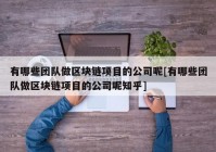 有哪些团队做区块链项目的公司呢[有哪些团队做区块链项目的公司呢知乎]